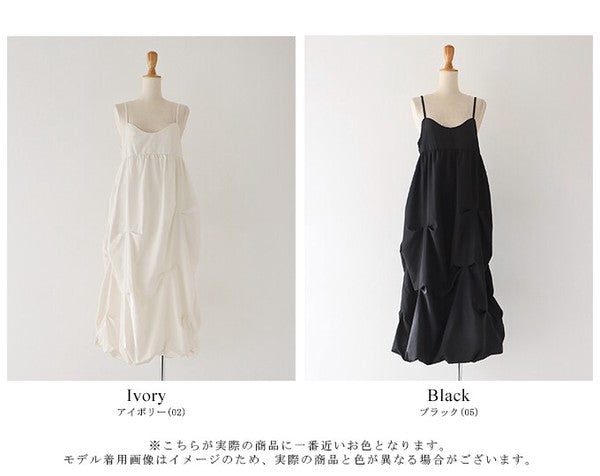 Casual Dress Ladies fashion Tuck Balloon Camisole Dress
