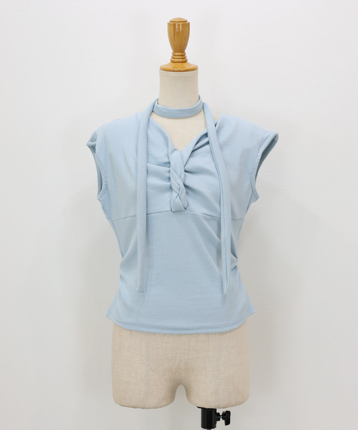 【Sale ended】Sleeveless Draped Top with Tie Detail