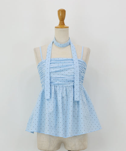 【Sale ended】Peplum Camisole with Ribbon Tie