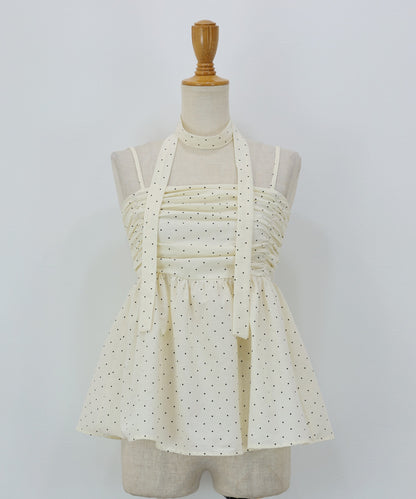 【Sale ended】Peplum Camisole with Ribbon Tie