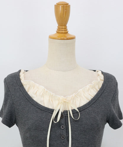 【Sale ended】Gathered Layered Ribbon T-Shirtav