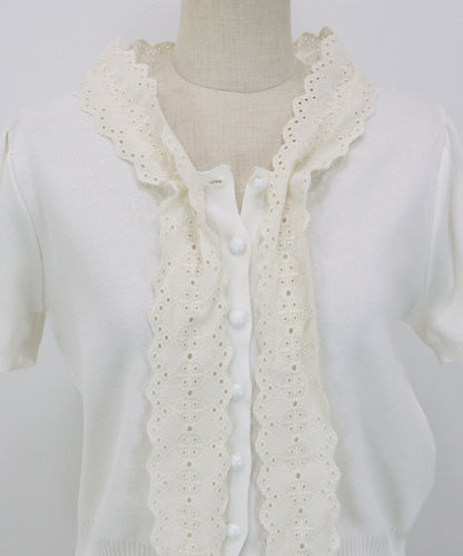 【Sale ended】[2026 New Arrival] Cardigan with Lace Ribbon Detail