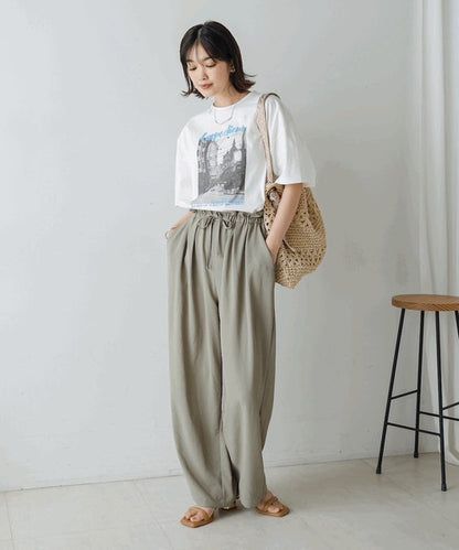 Town Photo Color Logo T-Shirt◇Oversized T-Shirt with Bold Photo Print