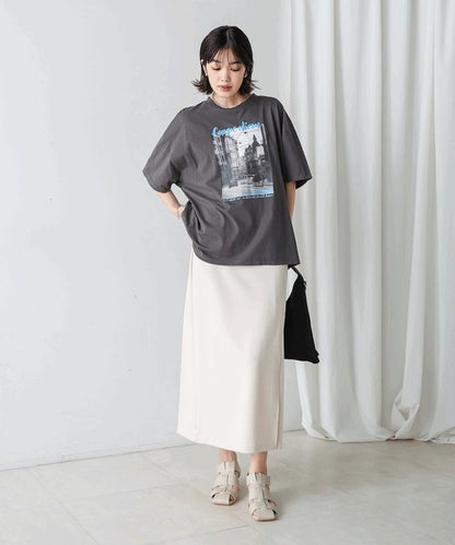 Town Photo Color Logo T-Shirt◇Oversized T-Shirt with Bold Photo Print