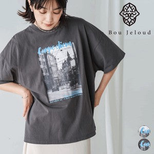 Town Photo Color Logo T-Shirt◇Oversized T-Shirt with Bold Photo Print