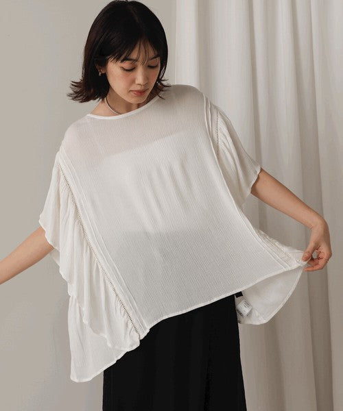 Rayon Crepe Flare Sleeve Blouse◇Rayon Blouse
