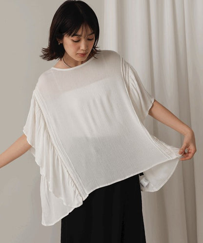 Rayon Crepe Flare Sleeve Blouse◇Rayon Blouse