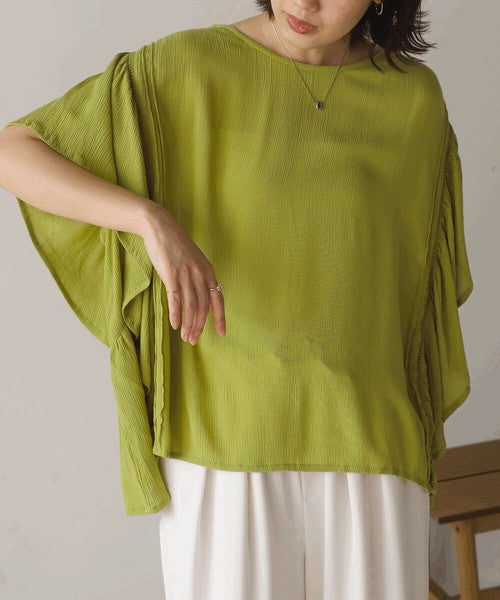 Rayon Crepe Flare Sleeve Blouse◇Rayon Blouse