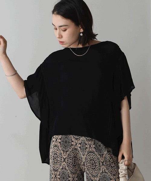Rayon Crepe Flare Sleeve Blouse◇Rayon Blouse