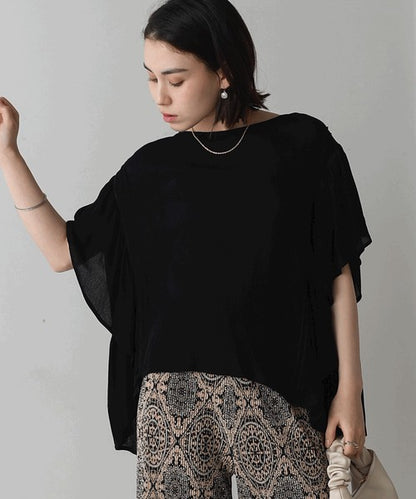 Rayon Crepe Flare Sleeve Blouse◇Rayon Blouse