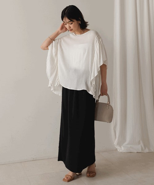 Rayon Crepe Flare Sleeve Blouse◇Rayon Blouse