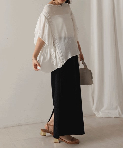 Rayon Crepe Flare Sleeve Blouse◇Rayon Blouse