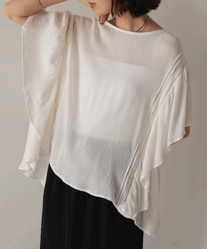 Rayon Crepe Flare Sleeve Blouse◇Rayon Blouse