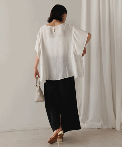 Rayon Crepe Flare Sleeve Blouse◇Rayon Blouse