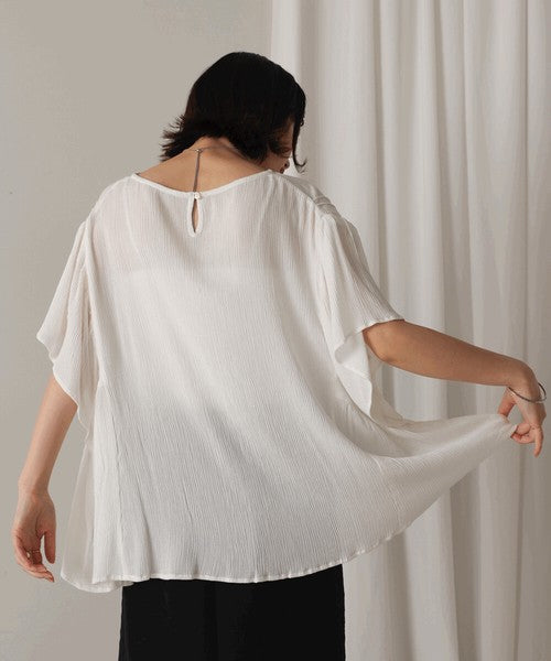 Rayon Crepe Flare Sleeve Blouse◇Rayon Blouse