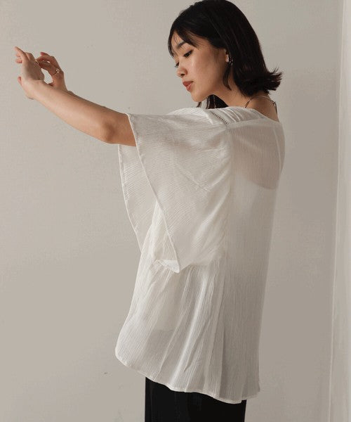 Rayon Crepe Flare Sleeve Blouse◇Rayon Blouse