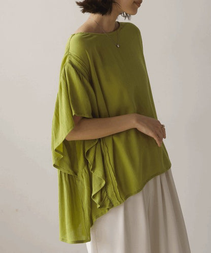 Rayon Crepe Flare Sleeve Blouse◇Rayon Blouse
