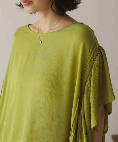 Rayon Crepe Flare Sleeve Blouse◇Rayon Blouse