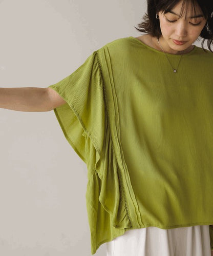 Rayon Crepe Flare Sleeve Blouse◇Rayon Blouse