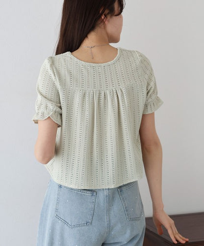Button Shirt/Blouse Frilled Blouse Short Sleeve Square Tiered
