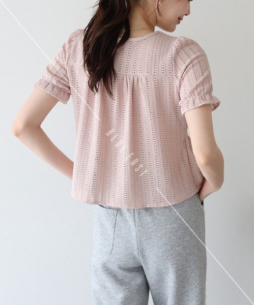 Button Shirt/Blouse Frilled Blouse Short Sleeve Square Tiered