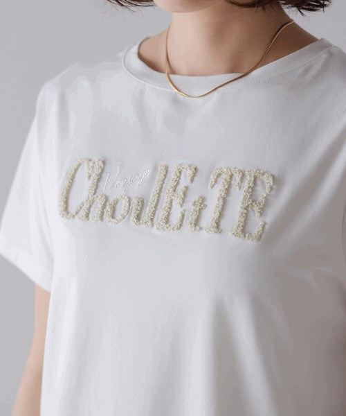 Lame Sagara Embroidery T-Shirt◇Cool-Touch Fabric Logo T-Shirt with Sagara Embroidery