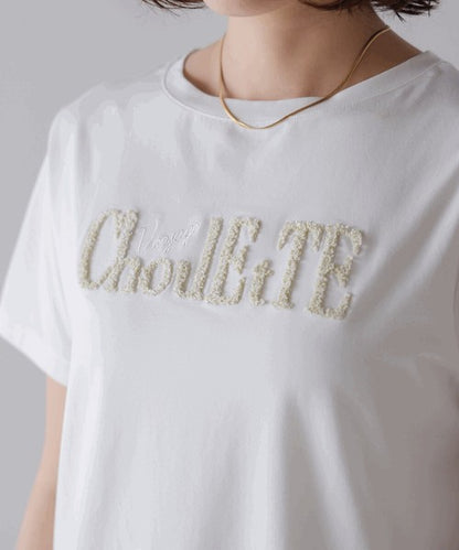 Lame Sagara Embroidery T-Shirt◇Cool-Touch Fabric Logo T-Shirt with Sagara Embroidery