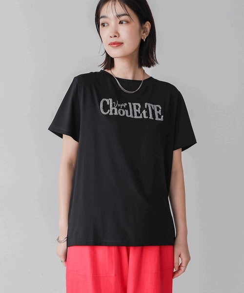 Lame Sagara Embroidery T-Shirt◇Cool-Touch Fabric Logo T-Shirt with Sagara Embroidery