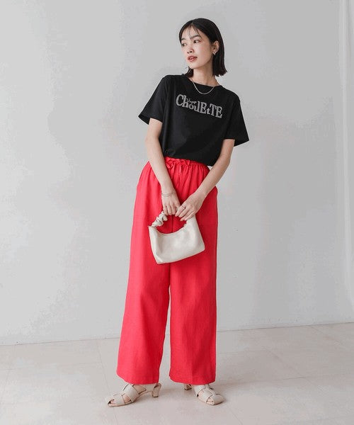 Lame Sagara Embroidery T-Shirt◇Cool-Touch Fabric Logo T-Shirt with Sagara Embroidery