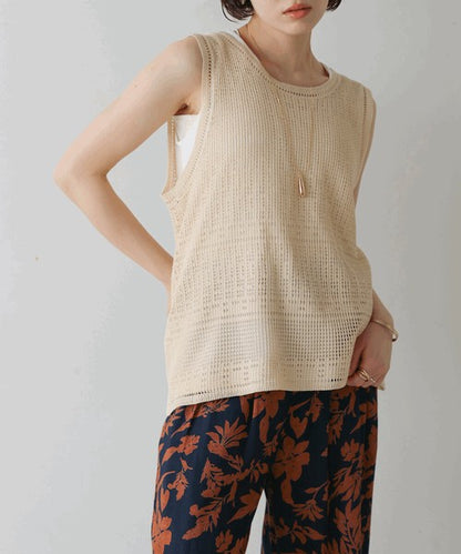 Tank Set Back Ribbon Knit◇Knit and Tank Set Item, Also Great as Separates