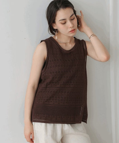 Tank Set Back Ribbon Knit◇Knit and Tank Set Item, Also Great as Separates