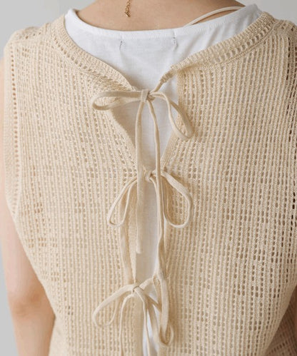Tank Set Back Ribbon Knit◇Knit and Tank Set Item, Also Great as Separates