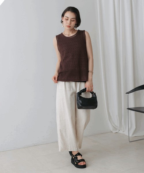 Tank Set Back Ribbon Knit◇Knit and Tank Set Item, Also Great as Separates