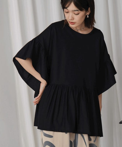 Pique Wide Gather Pullover◇Smooth Dry-Touch Pullover in Pique Fabric
