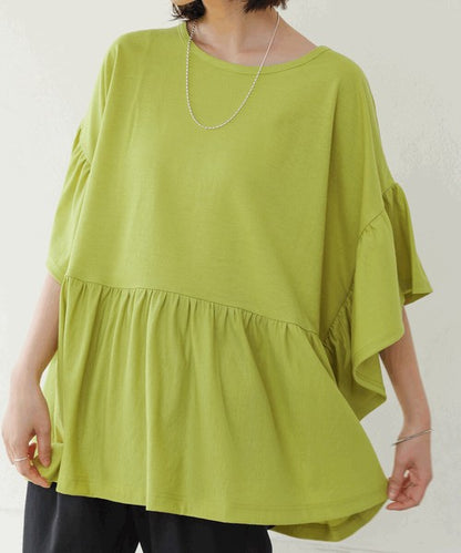 Pique Wide Gather Pullover◇Smooth Dry-Touch Pullover in Pique Fabric