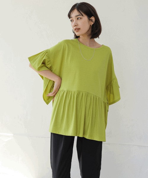 Pique Wide Gather Pullover◇Smooth Dry-Touch Pullover in Pique Fabric