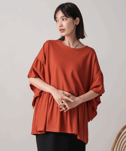 Pique Wide Gather Pullover◇Smooth Dry-Touch Pullover in Pique Fabric