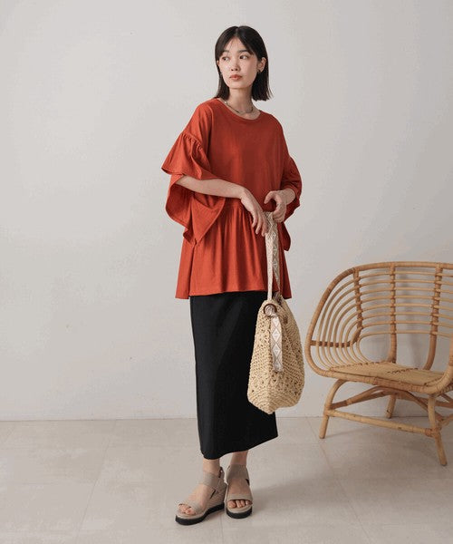 Pique Wide Gather Pullover◇Smooth Dry-Touch Pullover in Pique Fabric