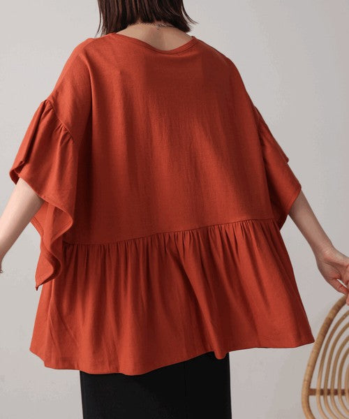 Pique Wide Gather Pullover◇Smooth Dry-Touch Pullover in Pique Fabric