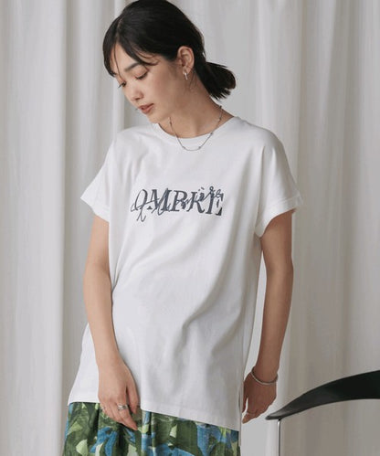 Half Rubber × Embroidery Logo T-Shirt◇Adult Casual T-Shirt with Layered Embroidery and Half Rubber Logo