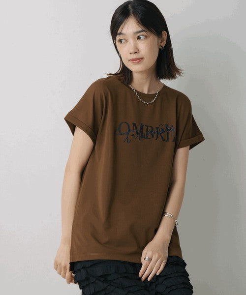 Half Rubber × Embroidery Logo T-Shirt◇Adult Casual T-Shirt with Layered Embroidery and Half Rubber Logo
