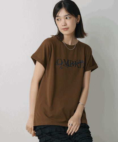 Half Rubber × Embroidery Logo T-Shirt◇Adult Casual T-Shirt with Layered Embroidery and Half Rubber Logo