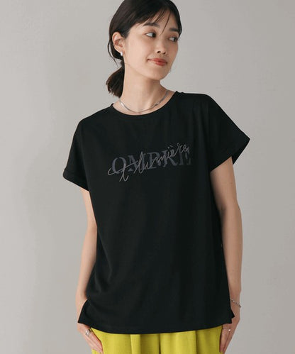 Half Rubber × Embroidery Logo T-Shirt◇Adult Casual T-Shirt with Layered Embroidery and Half Rubber Logo