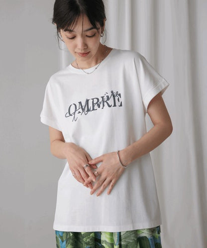 Half Rubber × Embroidery Logo T-Shirt◇Adult Casual T-Shirt with Layered Embroidery and Half Rubber Logo