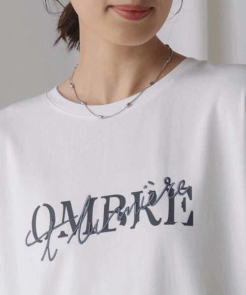 Half Rubber × Embroidery Logo T-Shirt◇Adult Casual T-Shirt with Layered Embroidery and Half Rubber Logo