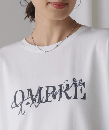 Half Rubber × Embroidery Logo T-Shirt◇Adult Casual T-Shirt with Layered Embroidery and Half Rubber Logo
