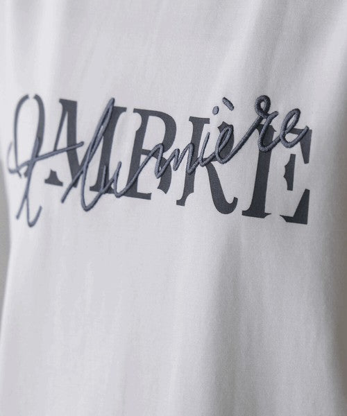 Half Rubber × Embroidery Logo T-Shirt◇Adult Casual T-Shirt with Layered Embroidery and Half Rubber Logo