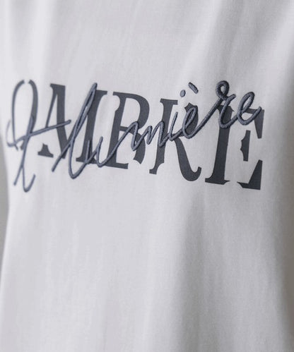 Half Rubber × Embroidery Logo T-Shirt◇Adult Casual T-Shirt with Layered Embroidery and Half Rubber Logo