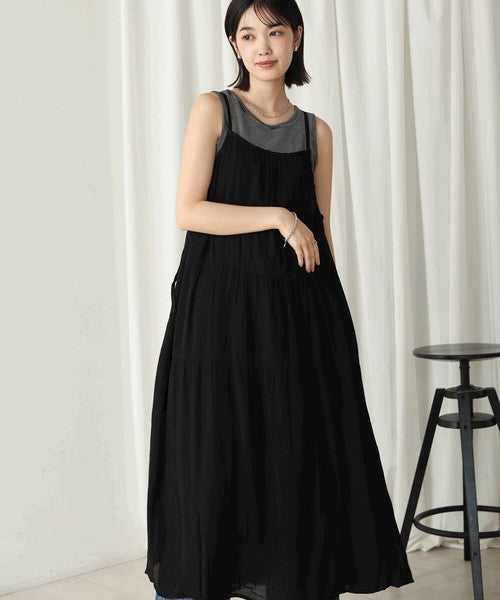 Rayon Crepe Cami Dress◇Feminine Dress with Generous Gathers