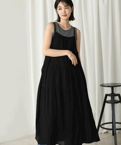 Rayon Crepe Cami Dress◇Feminine Dress with Generous Gathers